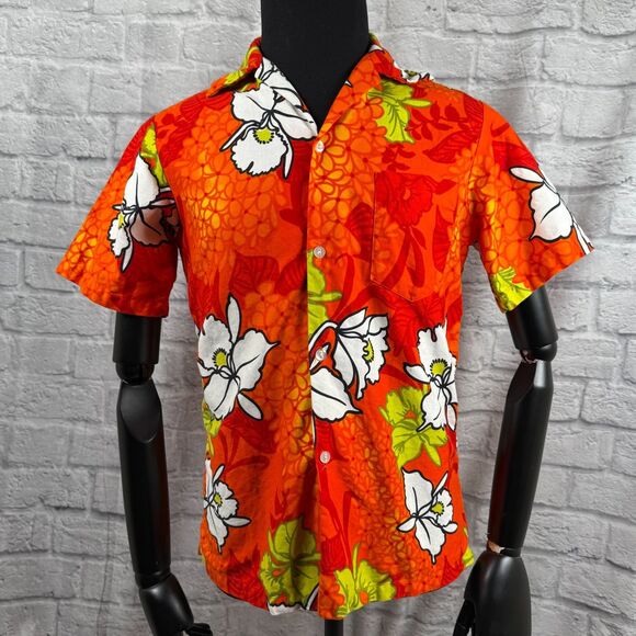 Vtg Momis Fashion Hawaiian Wedding Honeymoon Set Small Mens Shirt Matching Dress - Picture 10 of 16